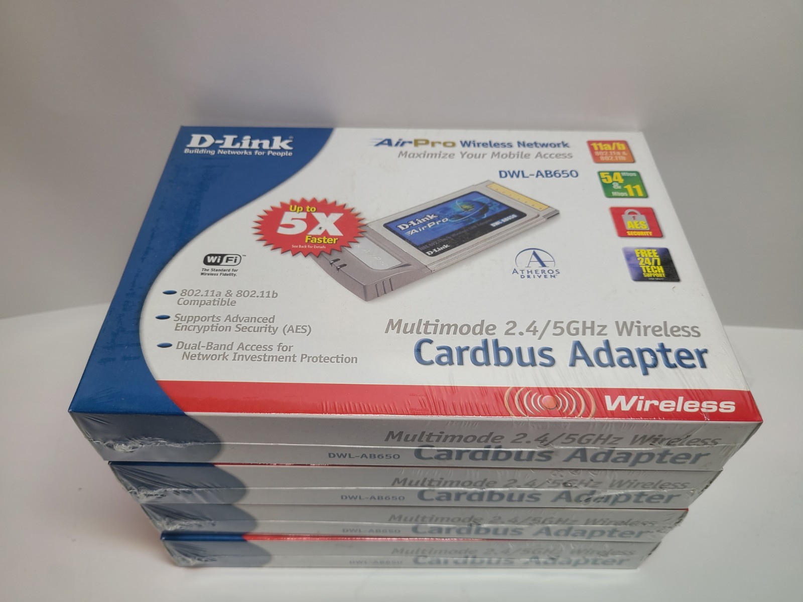 Lot Of 4 D-Link AirPro DWL-AB650 Wireless 54 Mbps PC Card   FACTORY SEALED