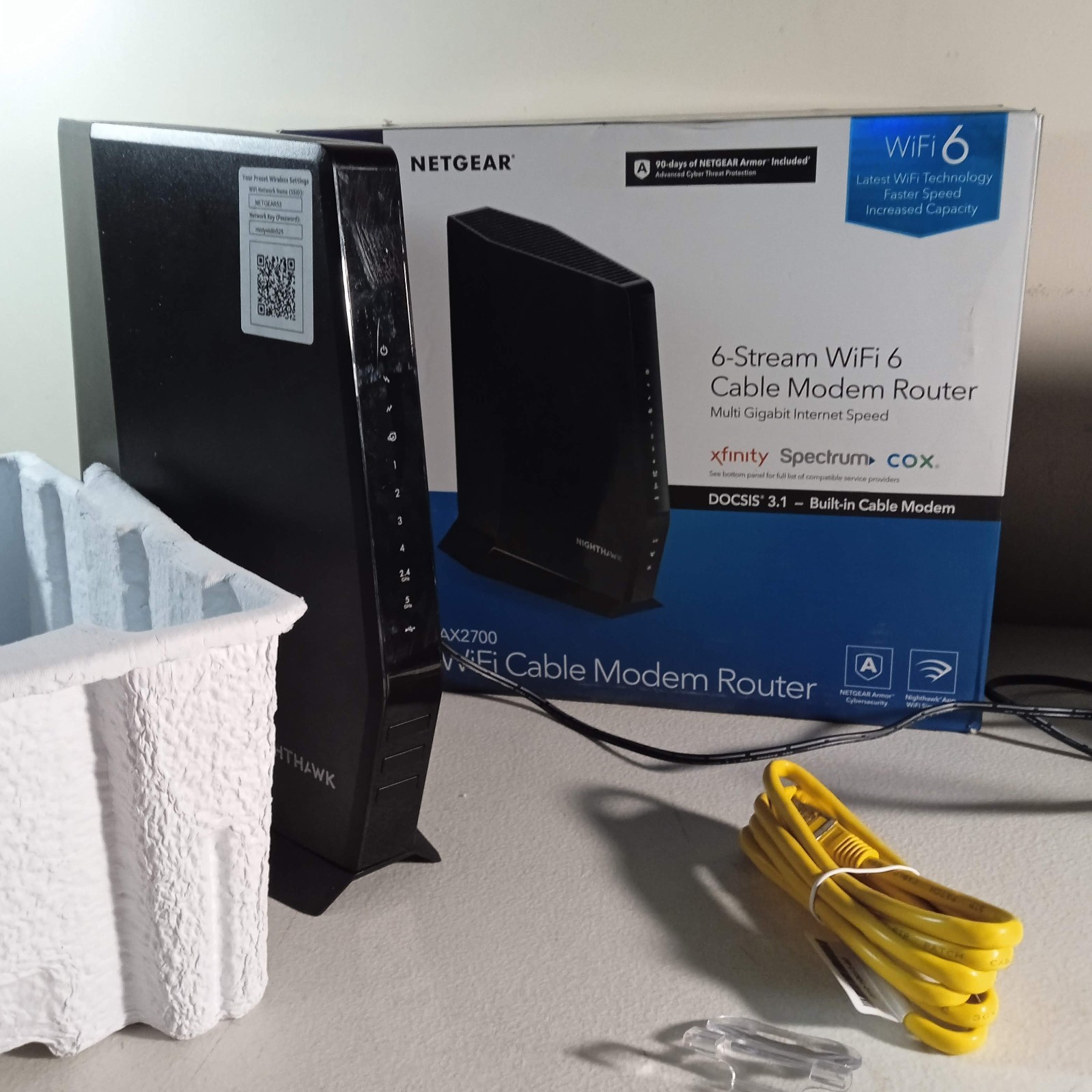 NETGEAR Nighthawk AX2700 WiFi 6 Cable Modem Router Open Box