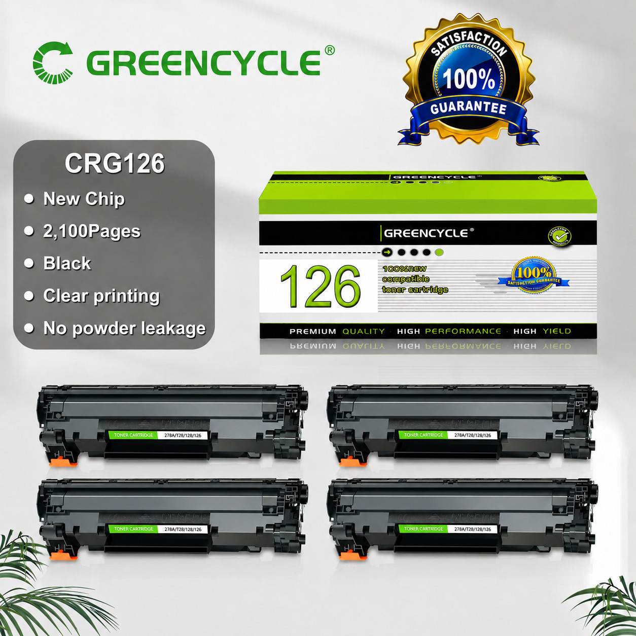 4 Pack CRG126 Toner Black for Canon LBP6200d LBP6230dw LBP6230dn Replaces 126