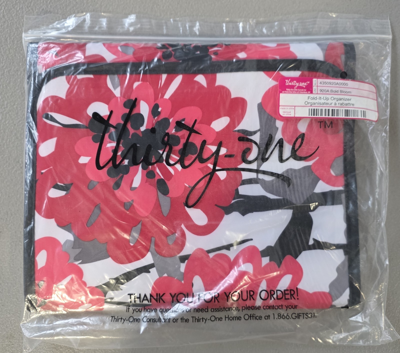 Thirty-One 31 Fold It Up Organizer Bag Tote 920A Bold Bloom New