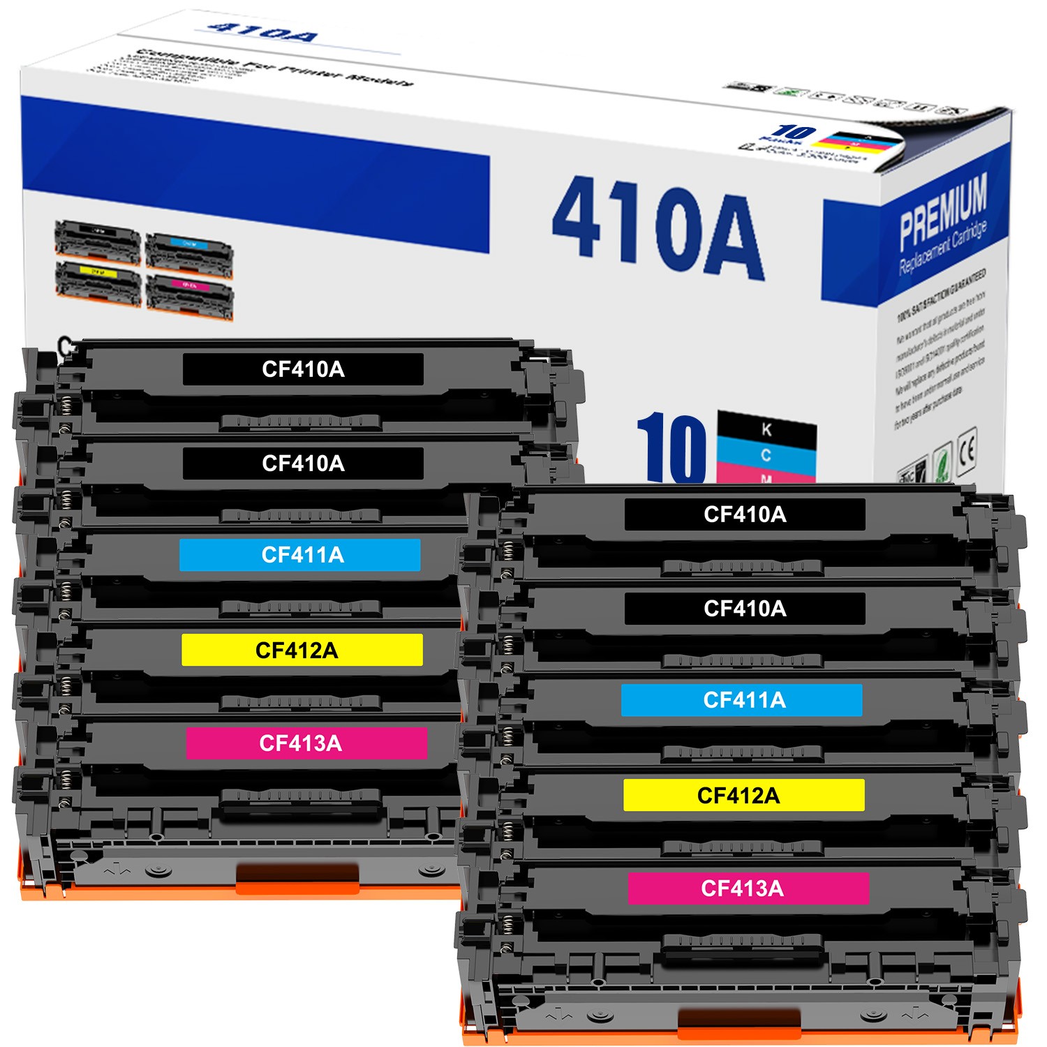 10PK CF410A-CF413A Toner Set Fits for HP Color LaserJet Pro MFP M477fdn M477fdw