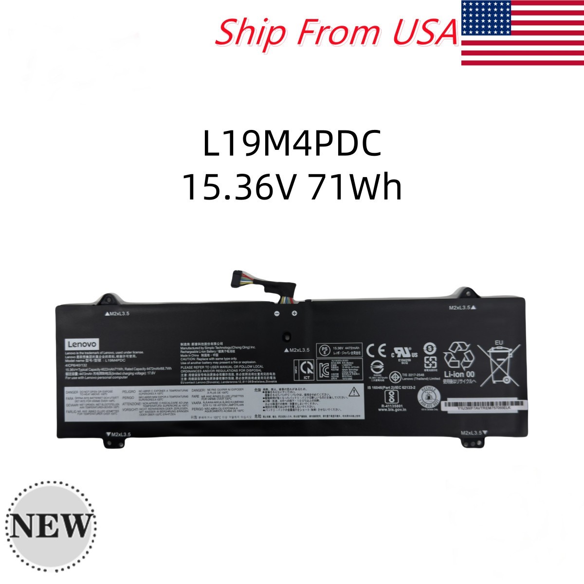 Genuine L19M4PDC L19L4PDC Battery For Lenovo Yoga 7-15ITL5 7-14ITL5 4ICP6/40/132