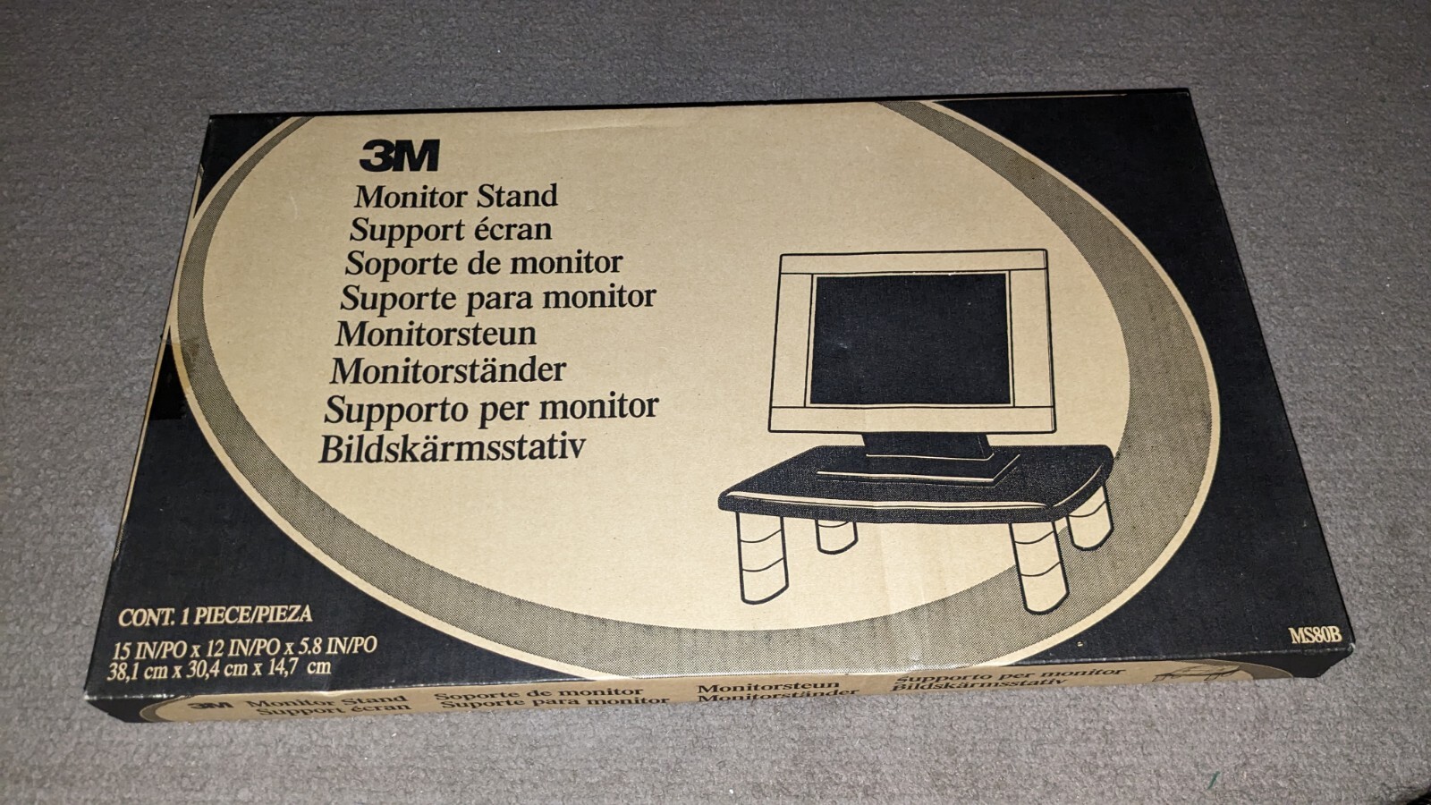 NEW 3M Adjustable Monitor Stand MS80B Riser Three Segment Adjustable Height 
