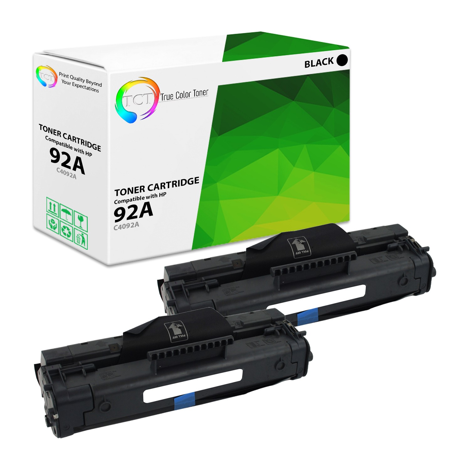 TCT 2 Black C4092A 92A Laser Toner Cartridges For HP LaserJet 1100 1100A 3200