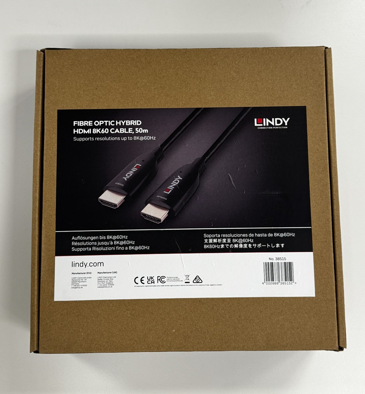 Lindy Fibre Optic Hybrid HDMI 8K60 AOC Cable, 50m - 38515