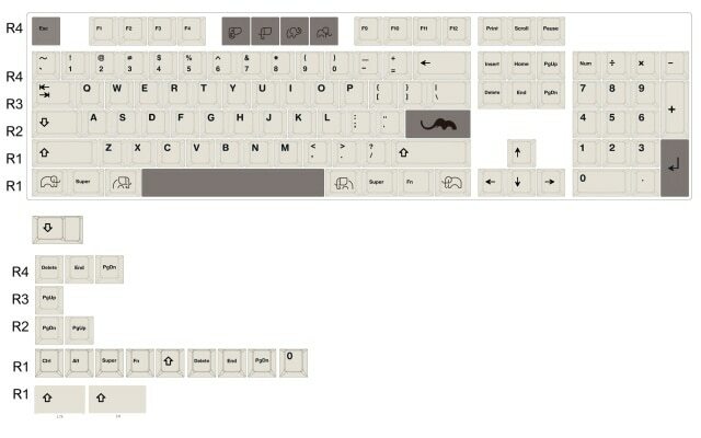 1 Set XDA Profile Egypt Visions Ivory Keycaps For Custom Mechanical Keyboard