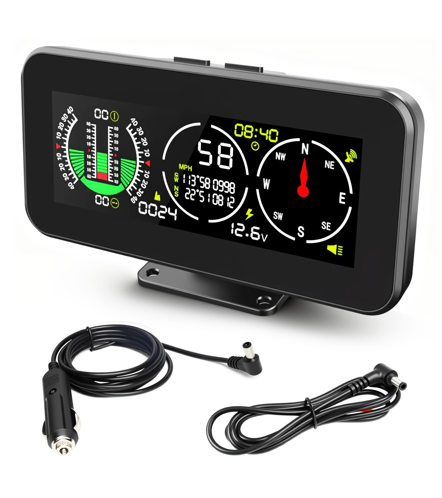 M60 Car Inclinometer for Off-Road SUV Vehicles, MPH KMH GPS Speedometer with ...