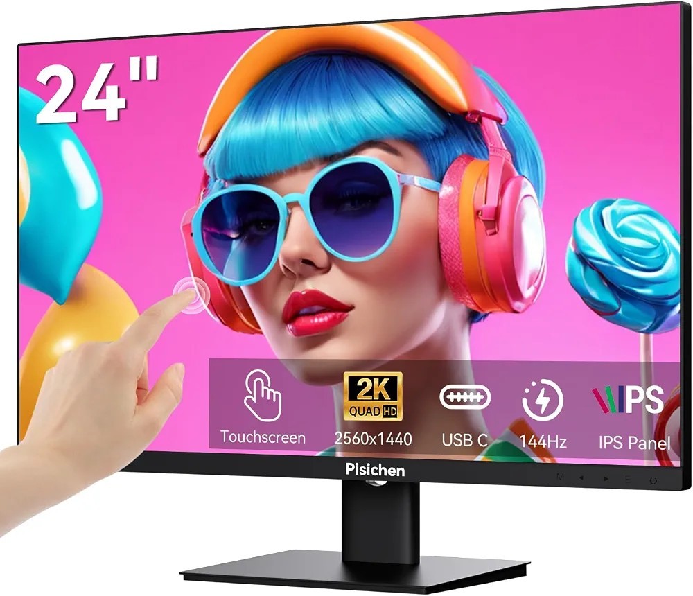 Pisichen Touchscreen Monitor 2K 144Hz 23.8 Inch QHD 2560x1440P Computer Monitor