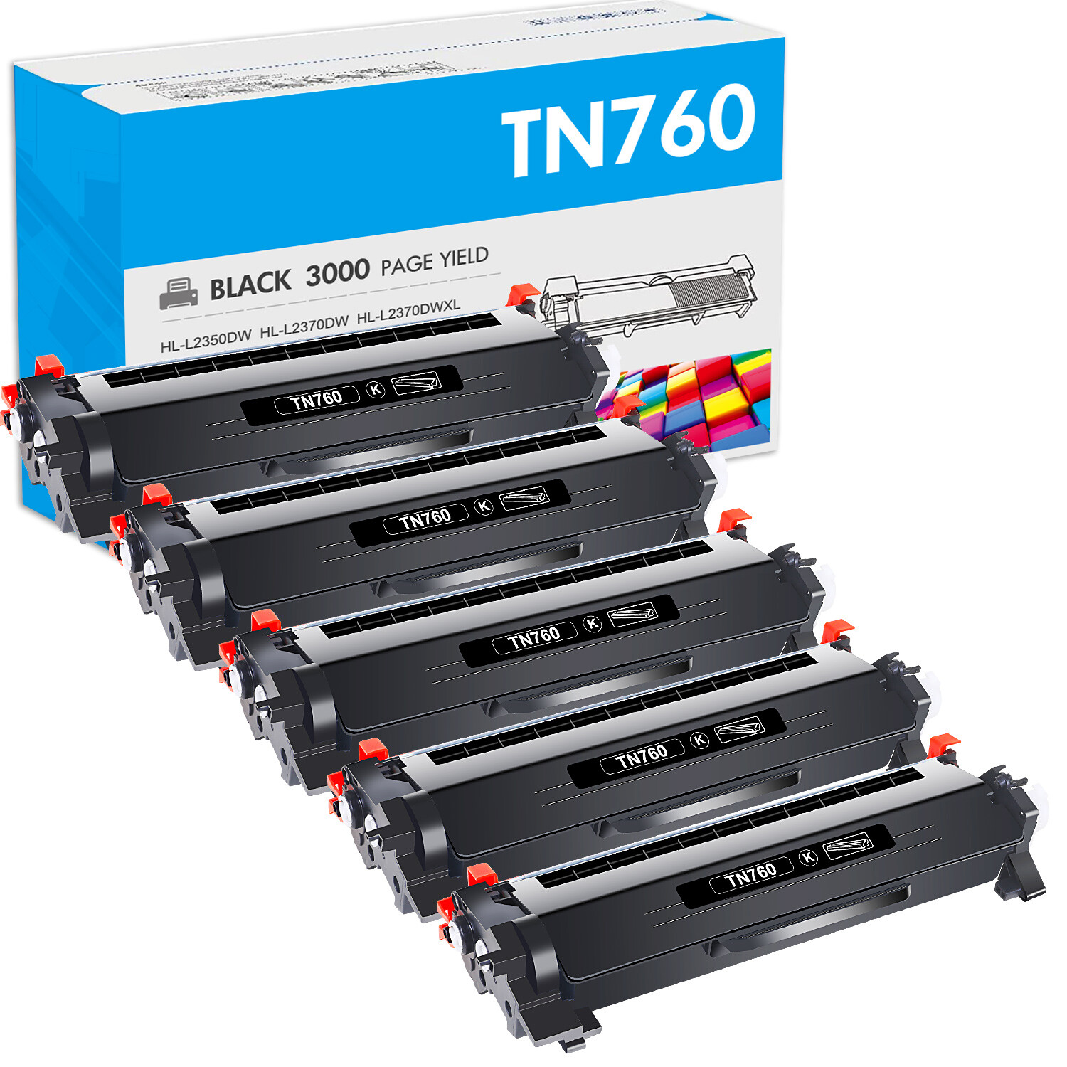 High Yield TN760 Toner Cartridge For Brother DCP-L2550DW MFC-L2750DW HL-L2370DWX
