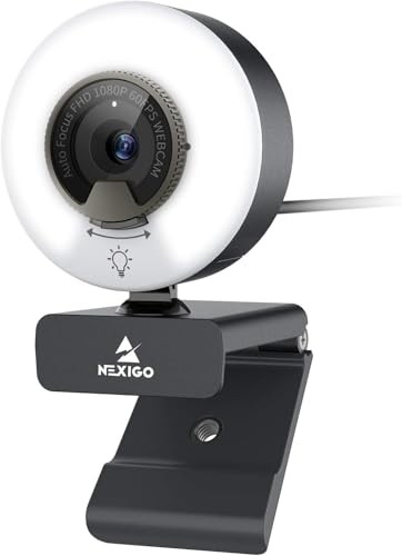 NexiGo N960E Webcam 60fps with Light 1080P Automatic Brightness Correction