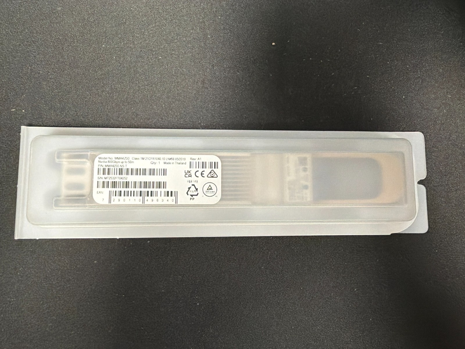 NEW MMA4Z00-NS-T NVIDIA 800G OSFP 2xVR4/VR8 50m MMF 850nm Transceiver Module
