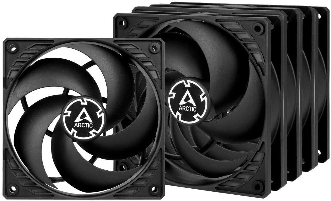 ARCTIC P12 (Black) 5 Pack 120 mm Case Fan Pressure-optimised quiet motor PC