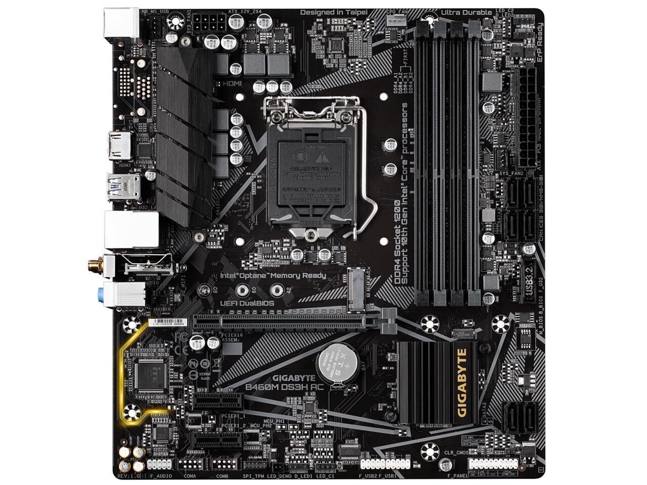 GIGABYTE B460M DS3H AC WIFI LGA 1200 Intel B460 Micro-ATX Motherboard with M.2