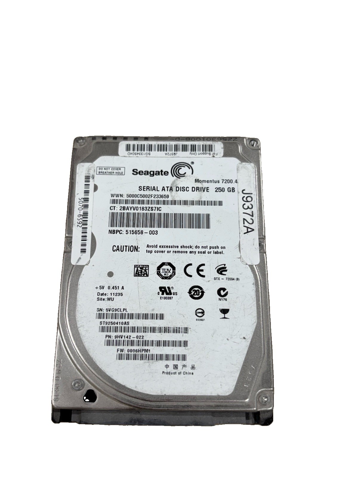 Seagate 7200.4 ST9250410AS 250 GB 2.5" SATA II  Laptop Hard Drive