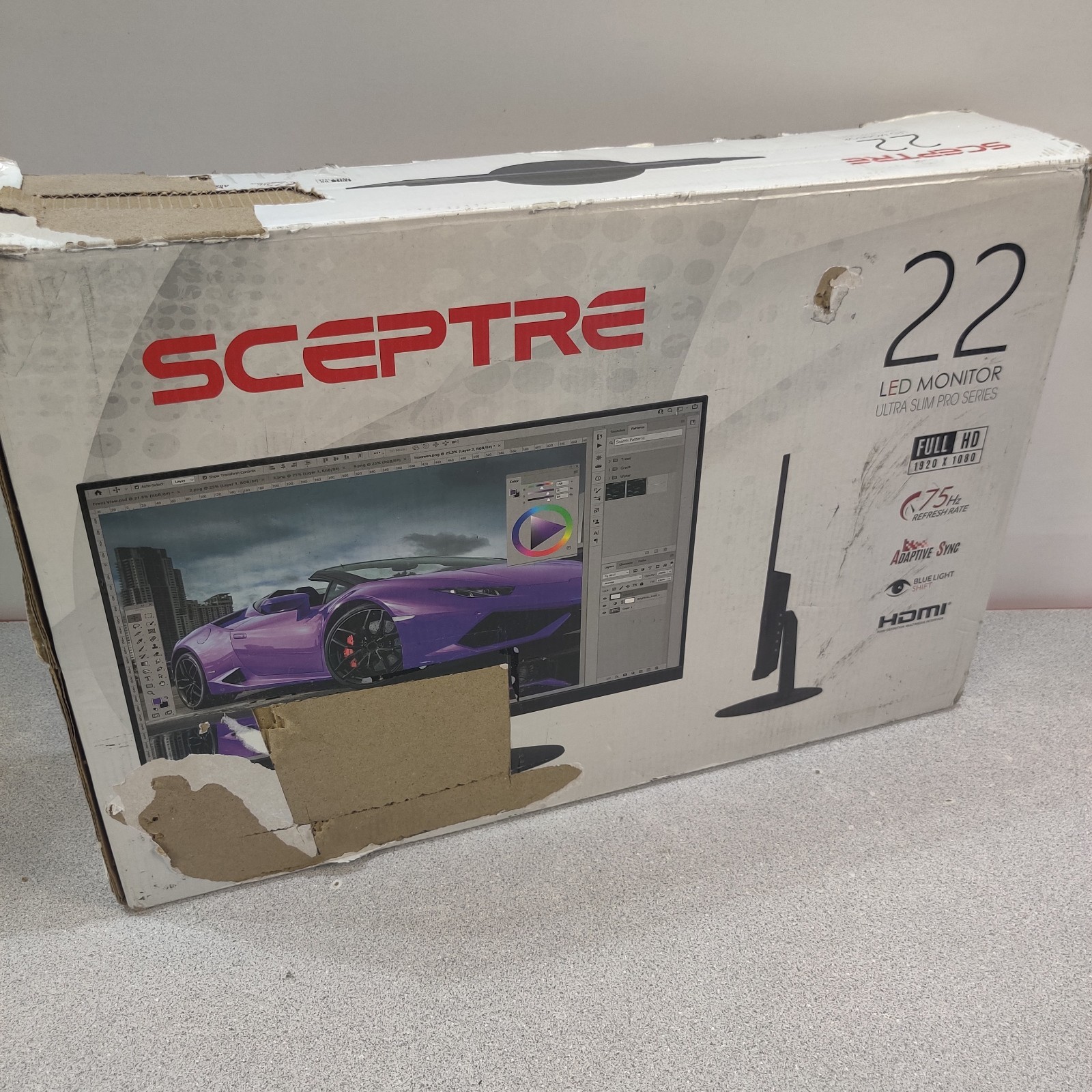 Sceptre E225W-19203R 22in. Ultra Thin 1080P LED Monitor  - Metallic Black