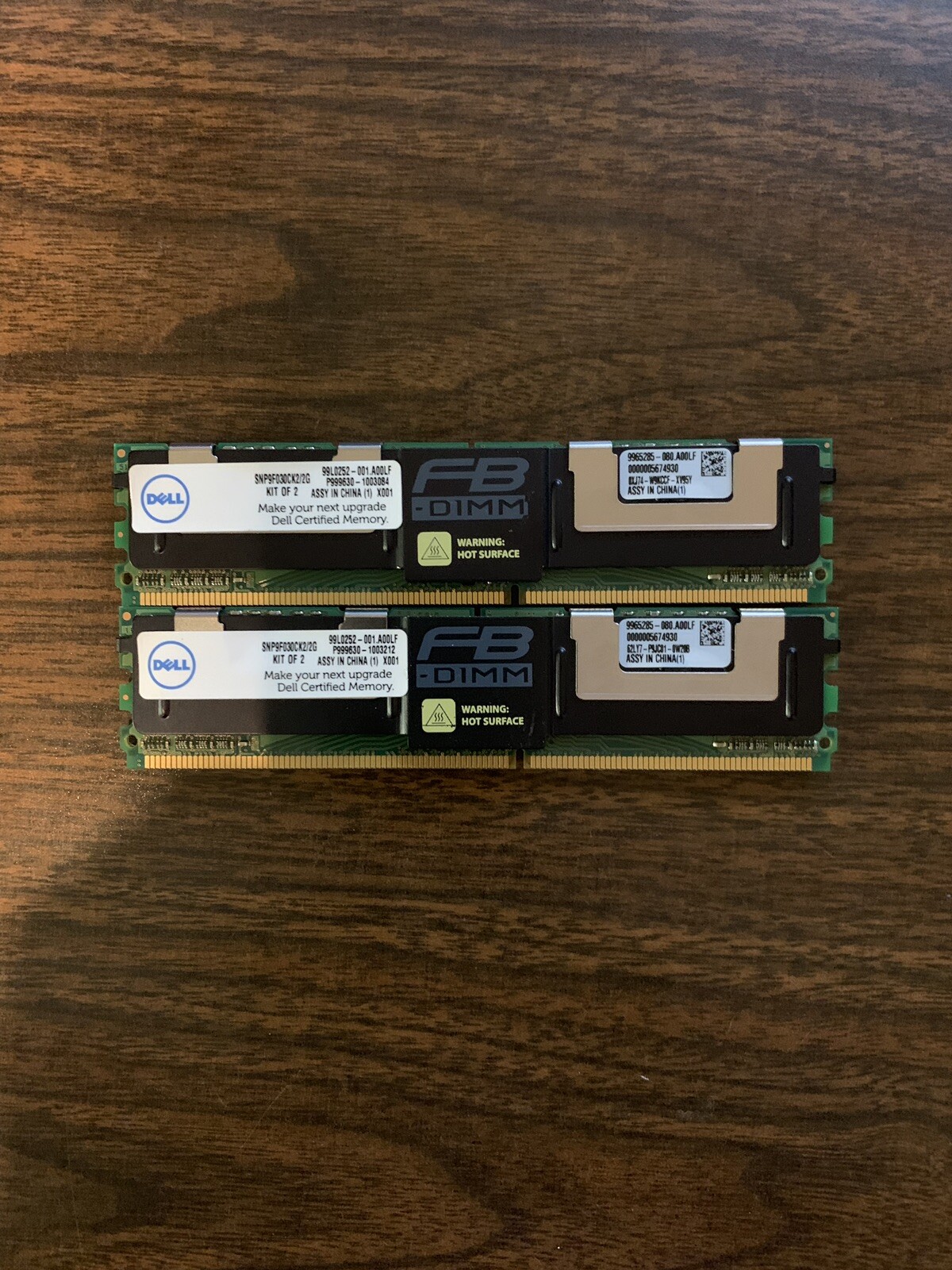 2GB (1GBx2) SNP9F030CK2/2G DELL 2GB PC2-5300 667 MHz DDR2 MEMORY KIT FB-Dimm
