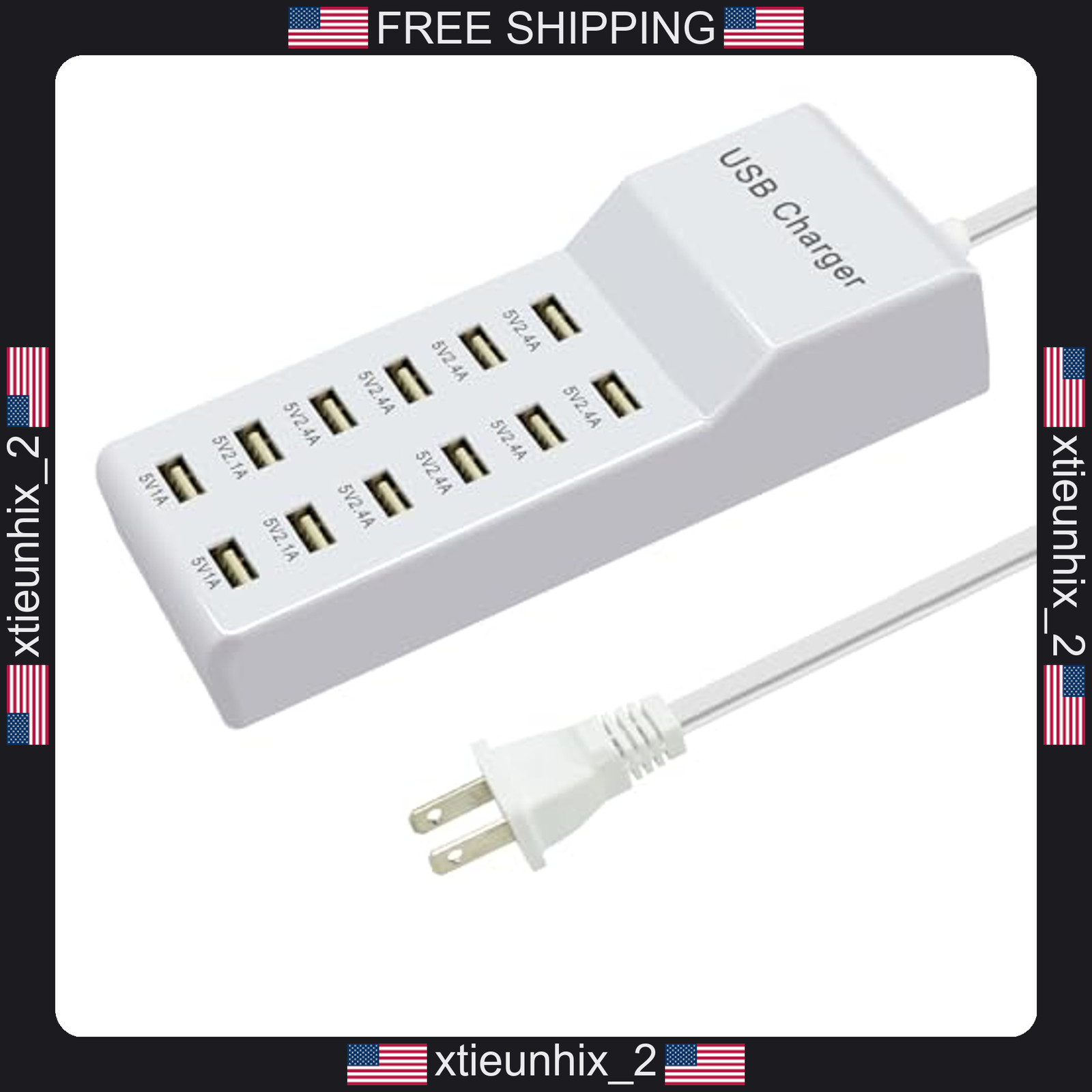 USB Charging Station 12 Port Multiport Hub 60W Fast Power Strip