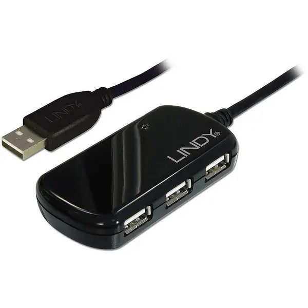 LINDY 42781 4-Port USB-A USB 2.0 480 MBit/s USB Hub With Built-in Repeater