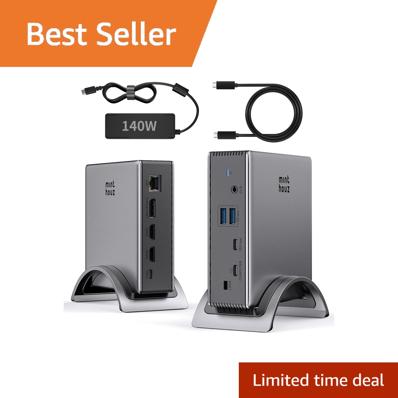 Minthouz 9-in-1 USB-C Laptop Docking Station with 140W PD Charger