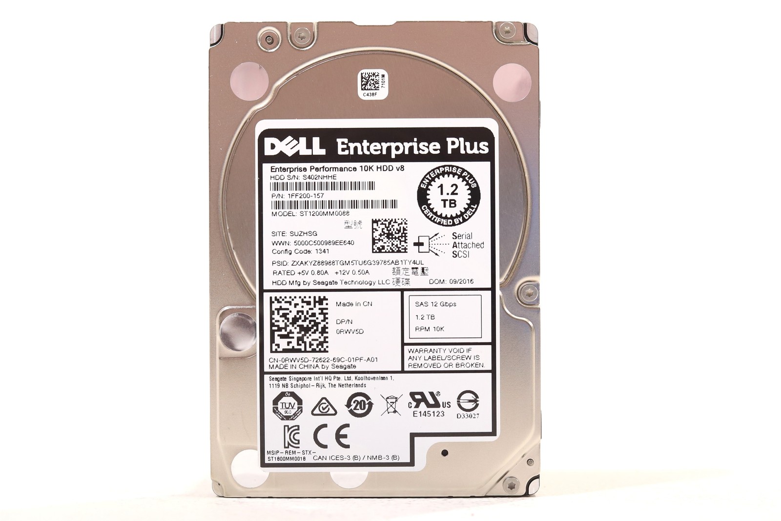 Dell ST1200MM0088 1.2TB 2.5" 12Gb/s 128MB 10K RPM SAS HDD Dell P/N:0RWV5D Tested