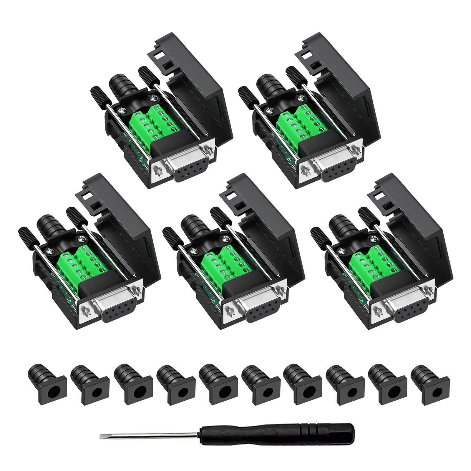 DB9 Breakout Connector, Female 9 pin RS232 connectors, Solderless D-SUB RS485...