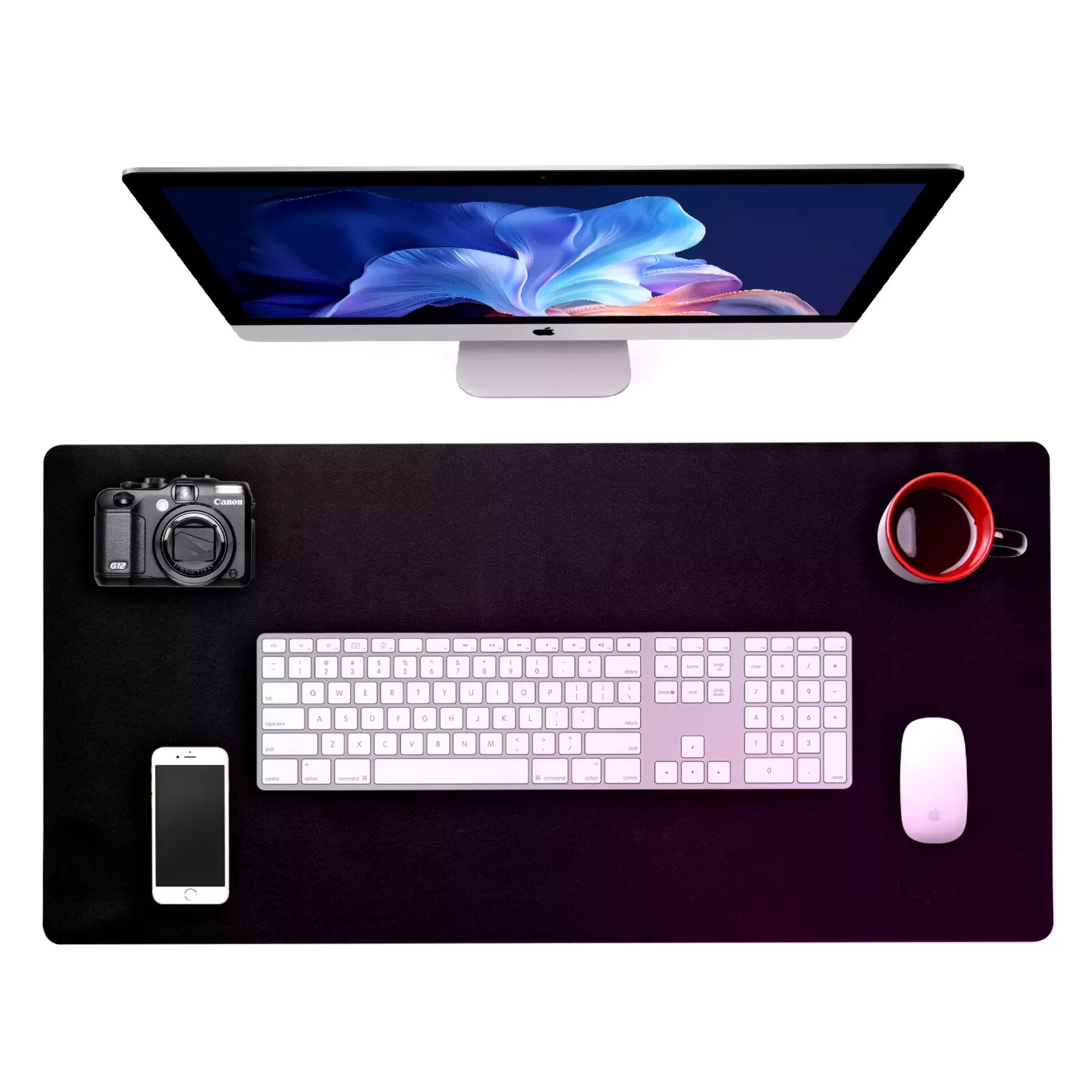 Premium Black Leather Desk Mat | Elegant Office Organizer | Non-Slip Surface |