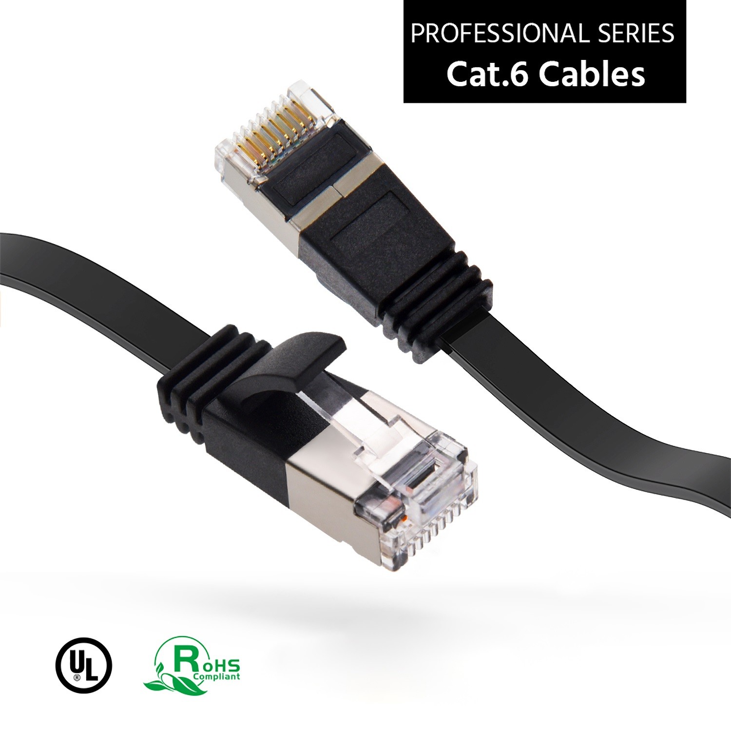 20 Pack of 4Ft CAT6 U/FTP Flat Ethernet Network Cable Black 30AWG