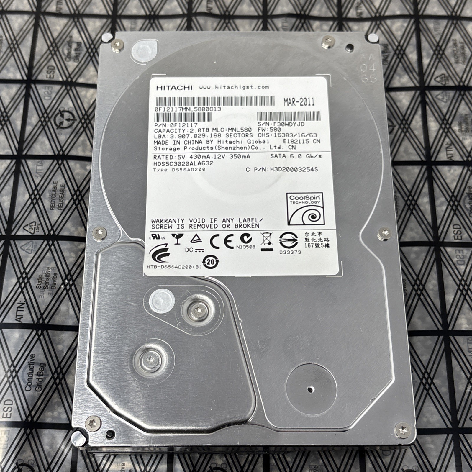 HITACHI HDS5C3020ALA632 2TB 3.5" SATA Hard Disk Drive