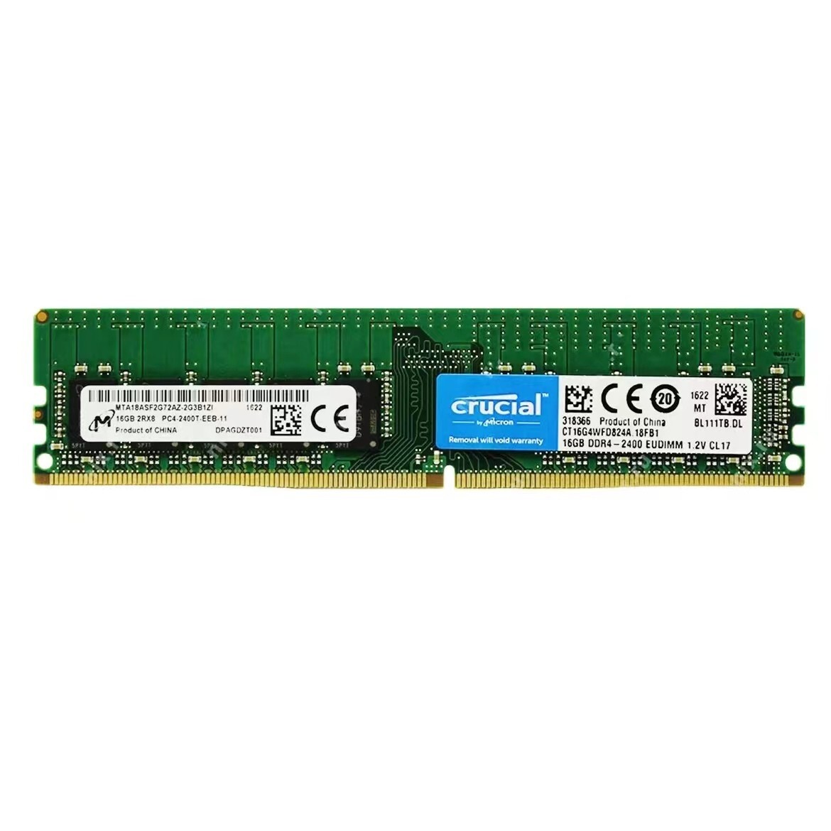 New Crucial 16GB DDR4 2400MHz PC4-19200 2RX8 ECC UDIMM Memory Ram CT16G4WFD824A