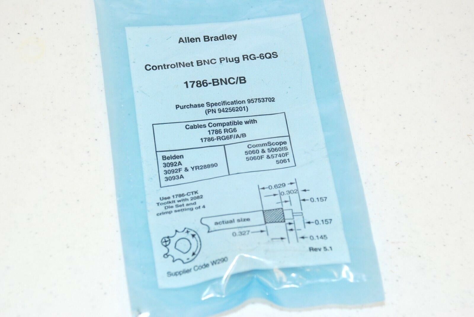 NEW Unopened AB 1786-BNC/B Controlnet Coaxial Connector 