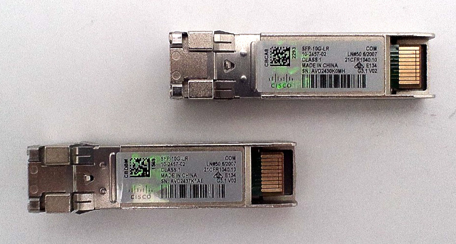 LOT 0F 2 - CISCO ORIGINAL 10GBASE-LR SFP MODULE WITH HOLOGRAM (SFP-10G-LR)