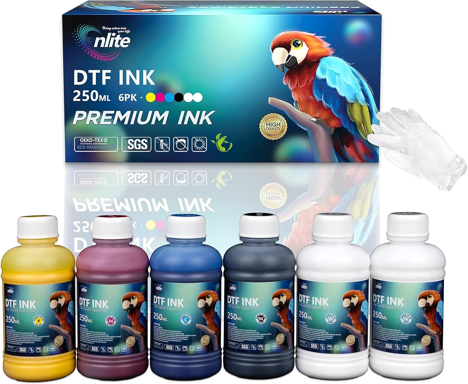 DTF Ink 250ML Combo Pack, Premium Pigment Ink for PET Film Heat Transfer Printin