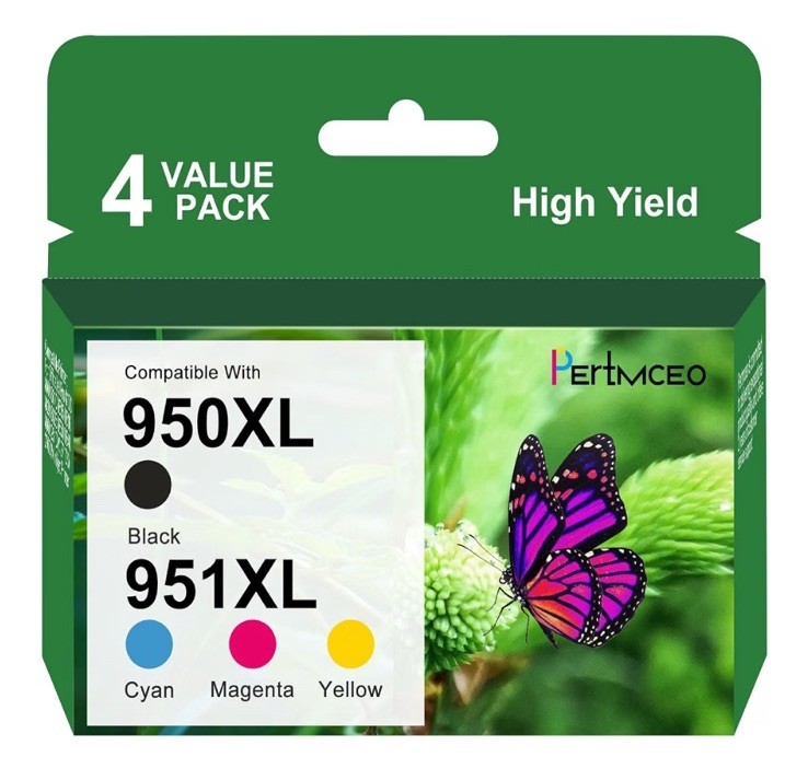 Pertmceo 950XL 951XL Ink Cartridge Set 4 Pack For HP OfficeJet Pro New