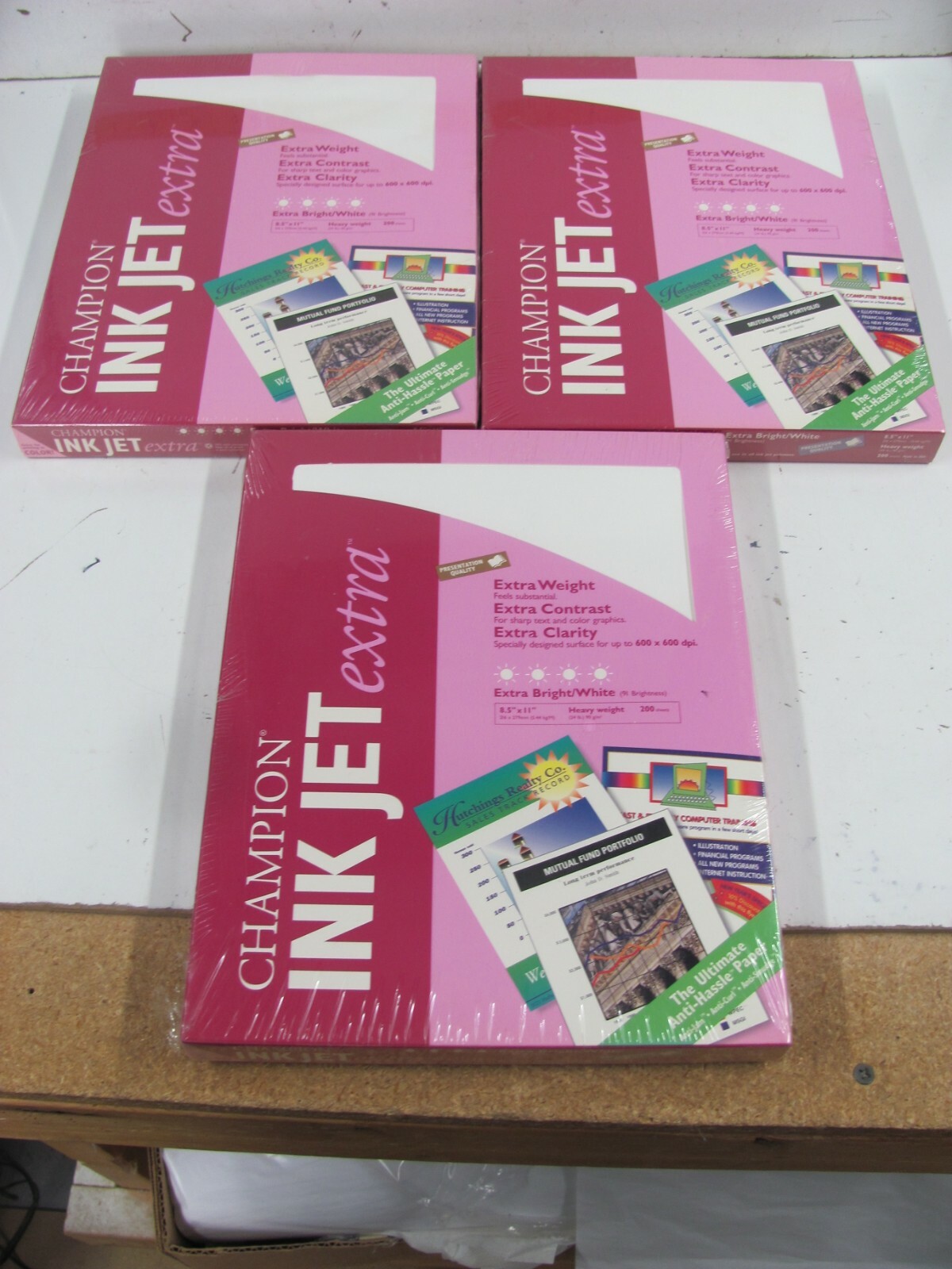 Lot of 3 - Champion Ink Jet 200 SHEETS Extra Bright White HEAVY Weight 8.5 x 11 