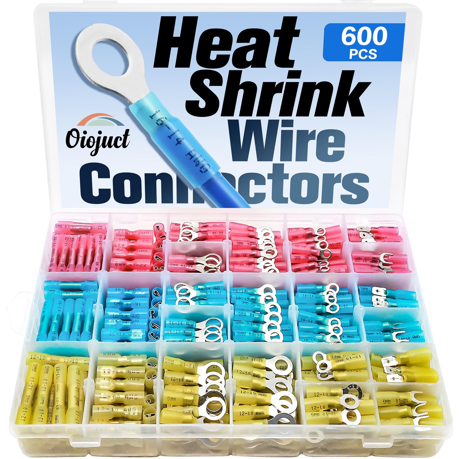600Pcs Heat Shrink Wire Connectors Electrical Kit - Oiojuct Marine...