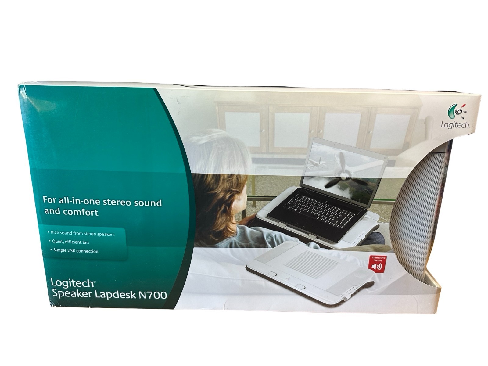 Brand New Logitech Speaker Cushioned Lapdesk N700 USB Powered Cooling Fan