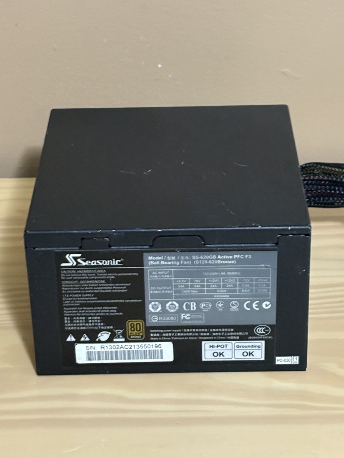 Seasonic SS-620GB 620W Active PFC F3 (S12II 620Bronze) Computer Power Supply PSU