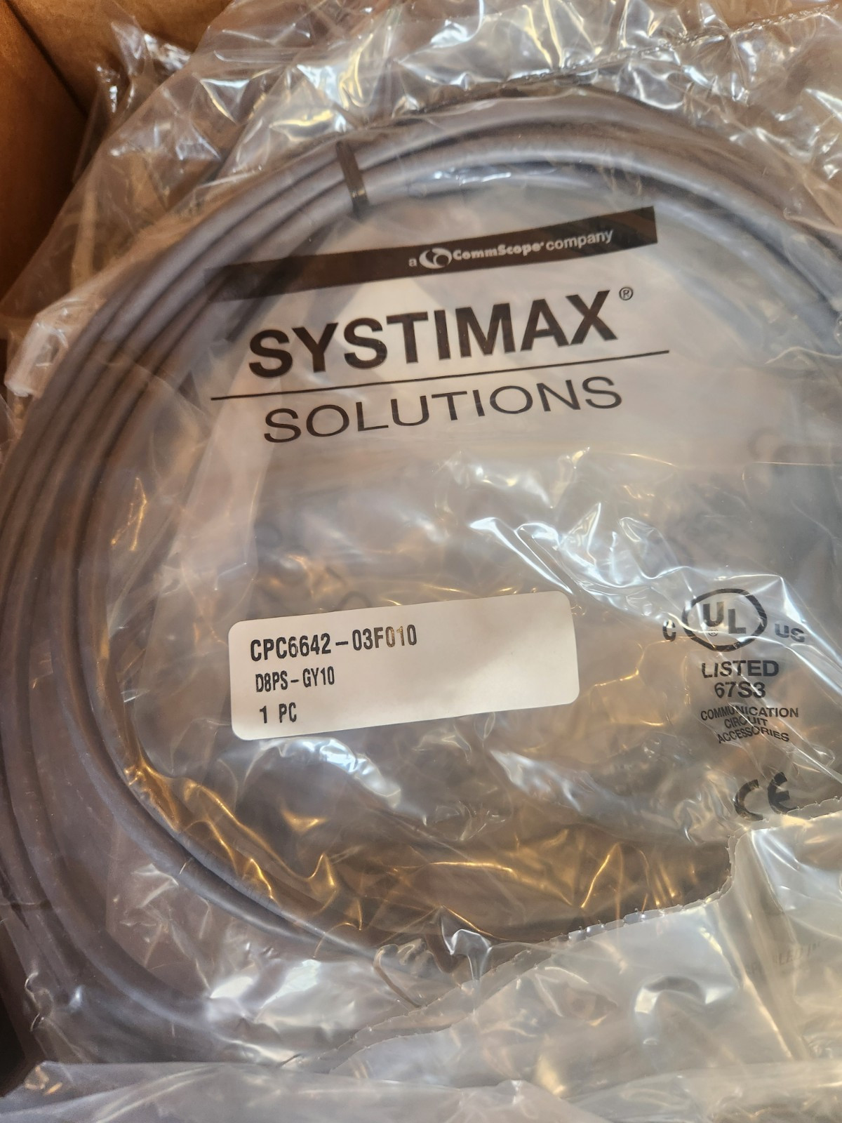 10 ft Cat6 patch cable, Commscope, Cat 6, Pack of 10 ea