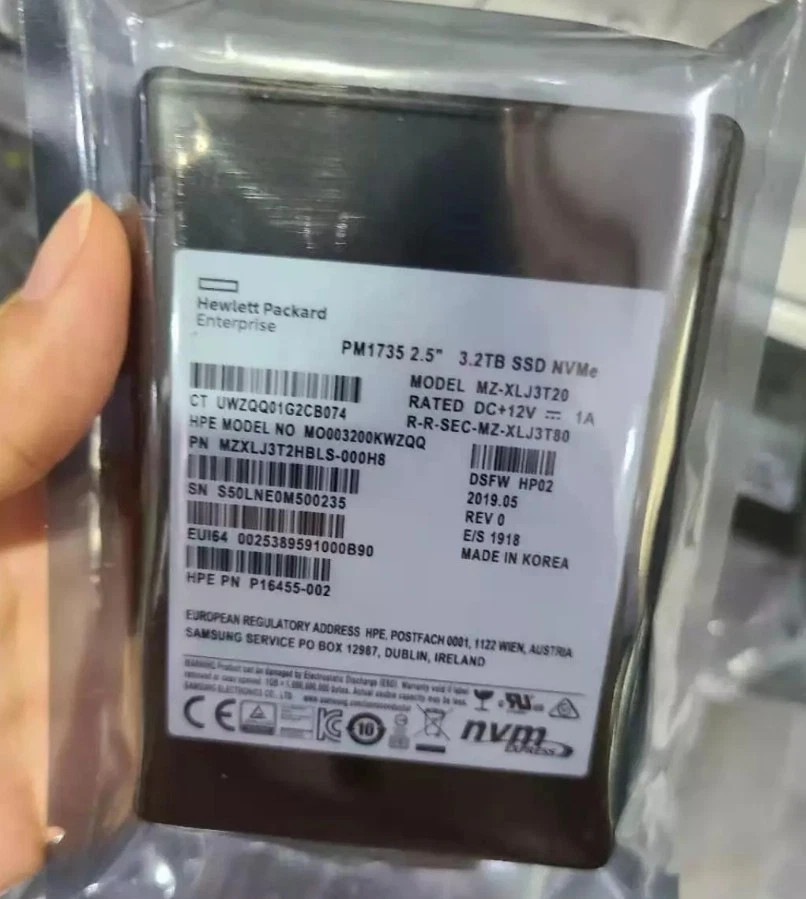 Samsung PM1735 3.2TB HPE SSD U.3 PCIe 4.0 NVME MZ-XLR3T20 MZXLR3T2HBLS-00AH3