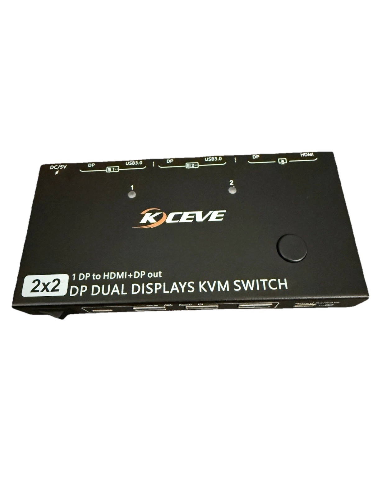 KCEVE 2x2 1 DP to HDMI + DP Out Dual Displays KVM Switch KVM212DH