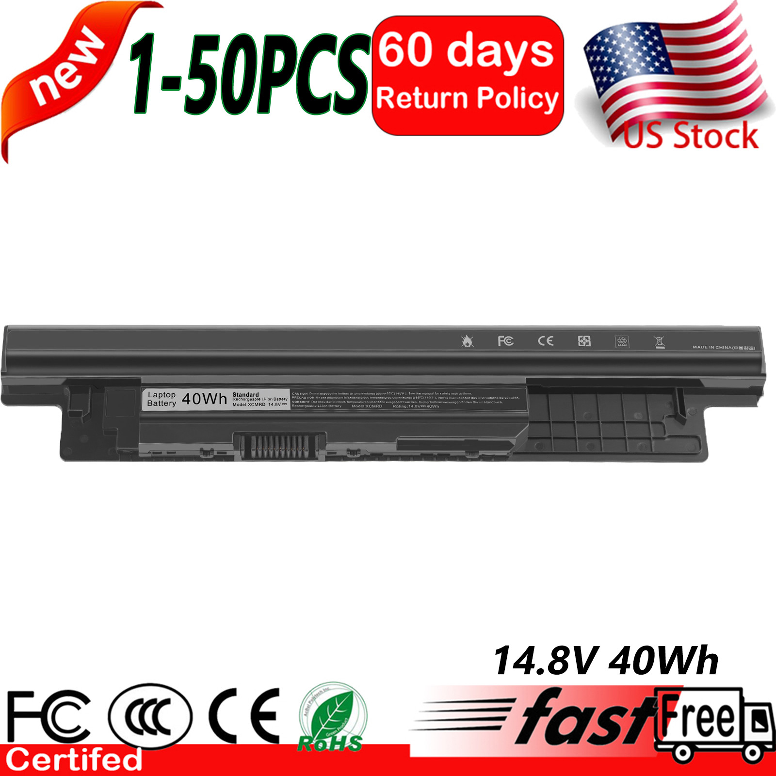 LOT 14.8V 40WH XCMRD Battery For Dell Inspiron 15R-5521 15 3521 14 N3421 5421
