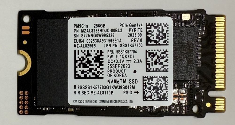 SAMSUNG 256GB SSD - PM9C1a M.2 2242 NVMe PCIe Gen4x4 MZ-AL8256B MZAL8256HDJD