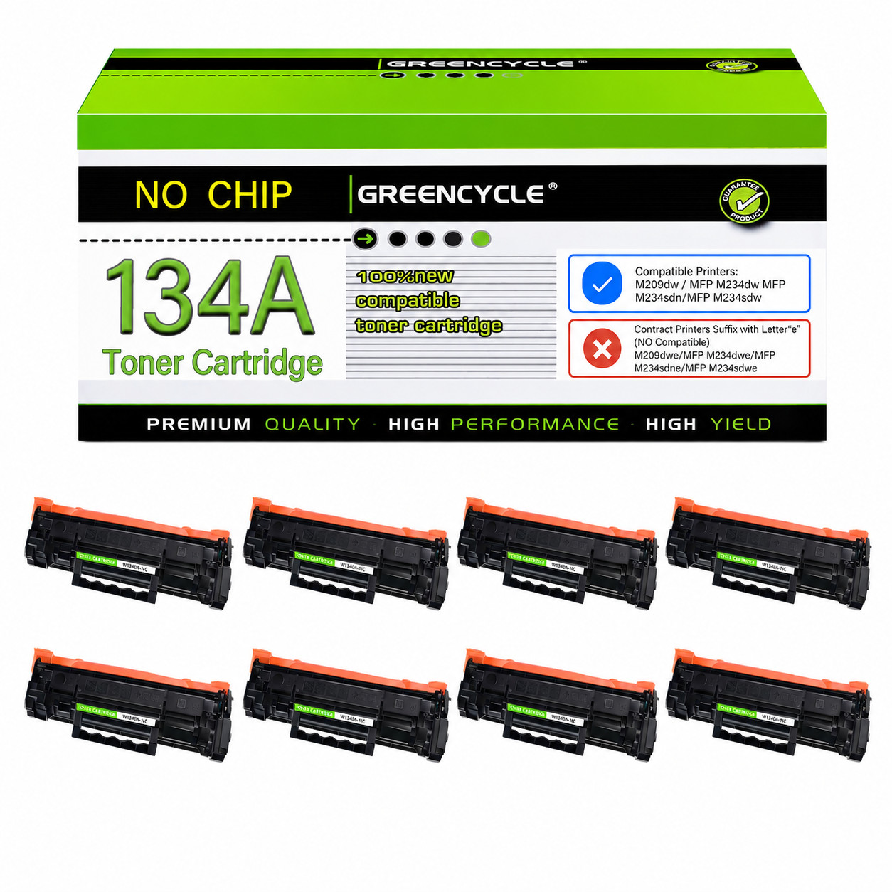 8PK W1340A Toner Cartridge NO Chip Fit For HP 134A LaserJet M209dwe MFP M234sdw