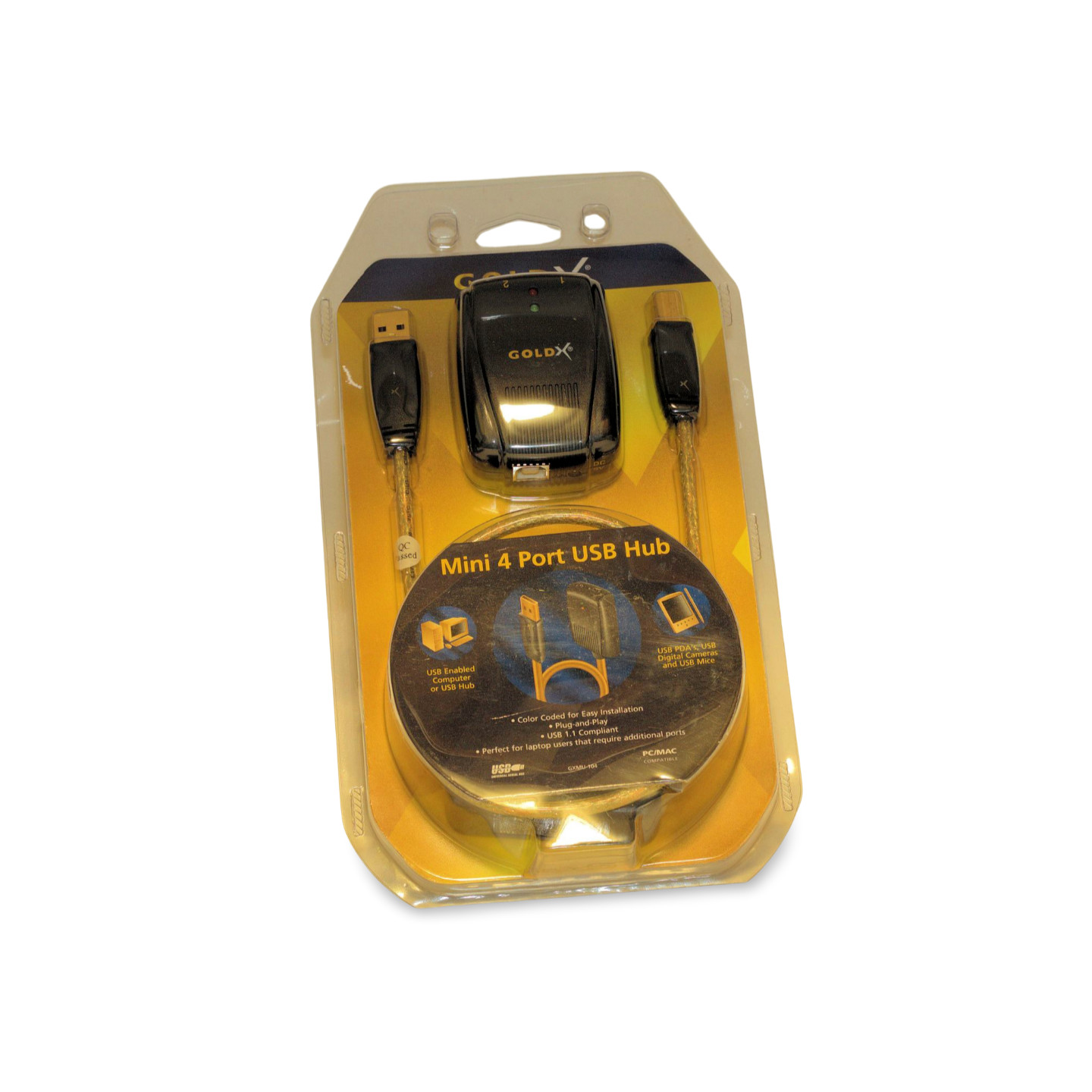 3ft USB 1.1 4 Port Powered Hub GoldX - Gold