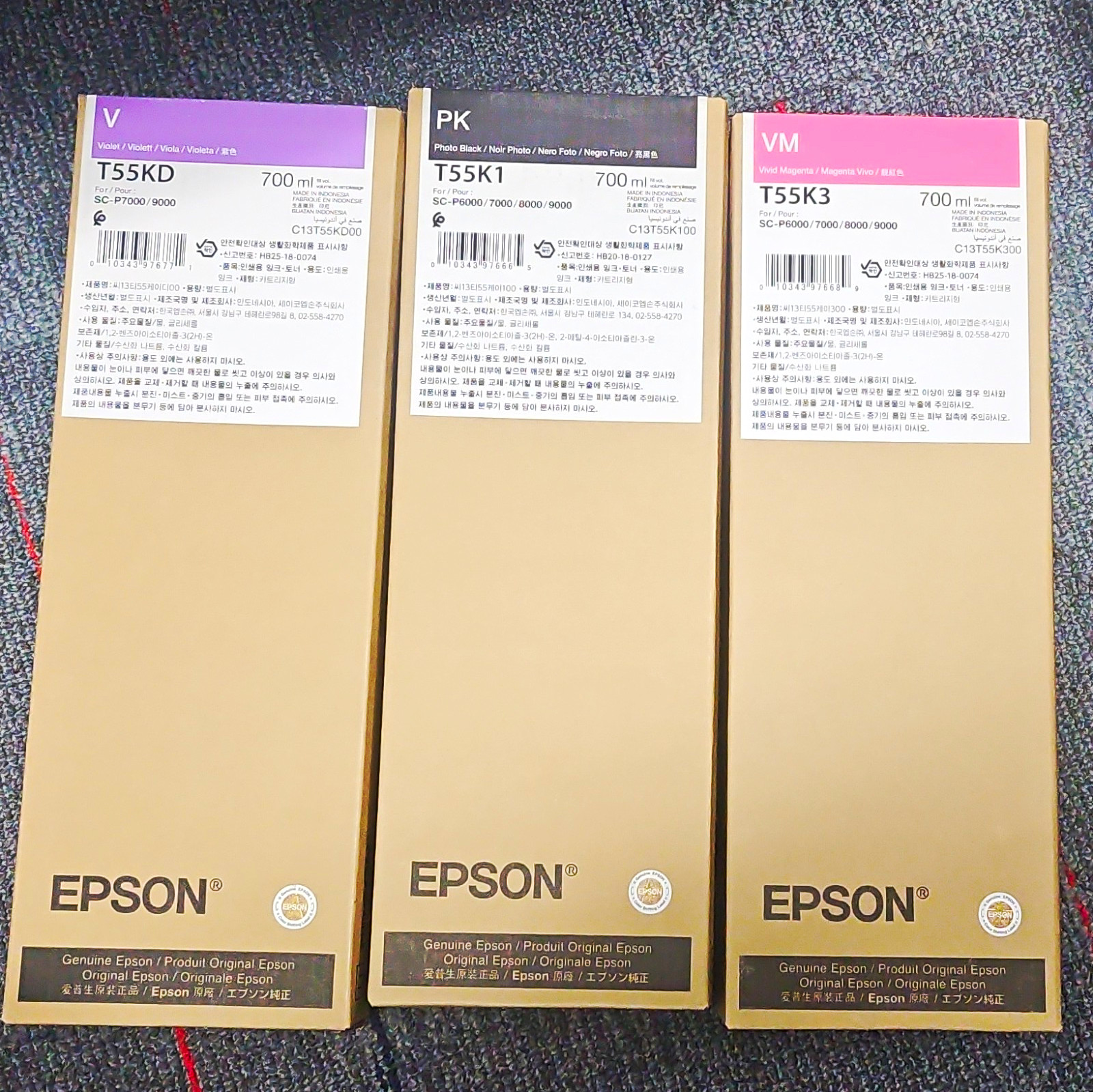 Epson Genuine T55K1 Black T55K3 Magenta T55KD Violet 700ml Ink SC-P9000