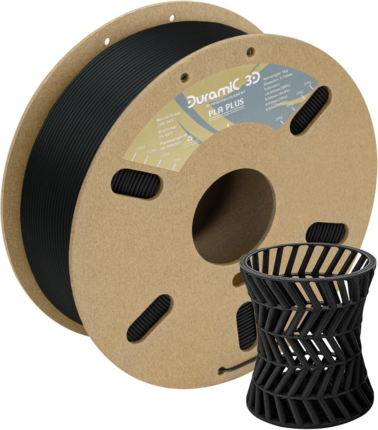 DURAMIC 3D PLA Plus (PLA+) Filament 1.75mm Black 3D Printing Filament Profession