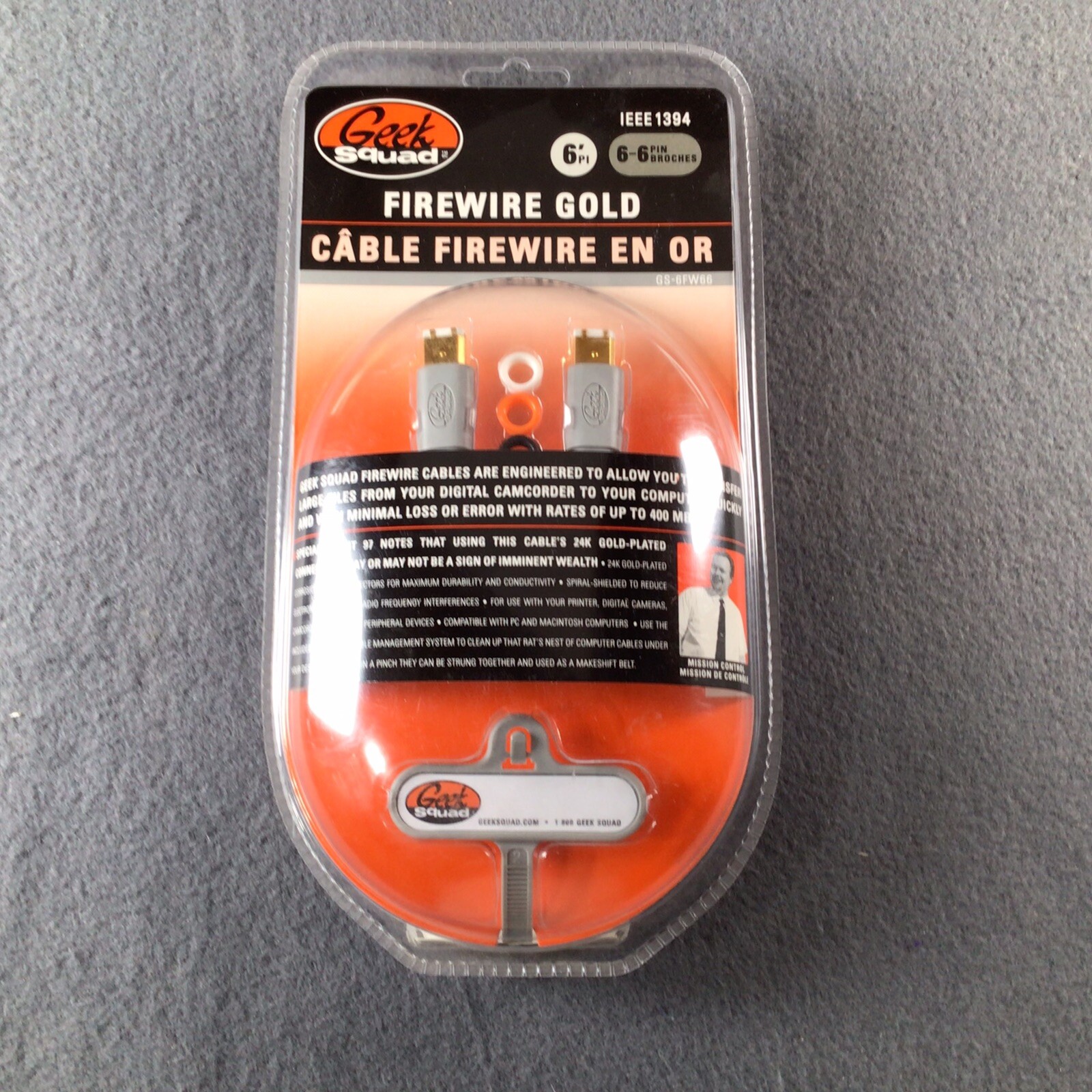Brand New Geek Squad 6' FT IEEE1394 Firewire Gold Cables With 6-6 Pin  GS-6FW66