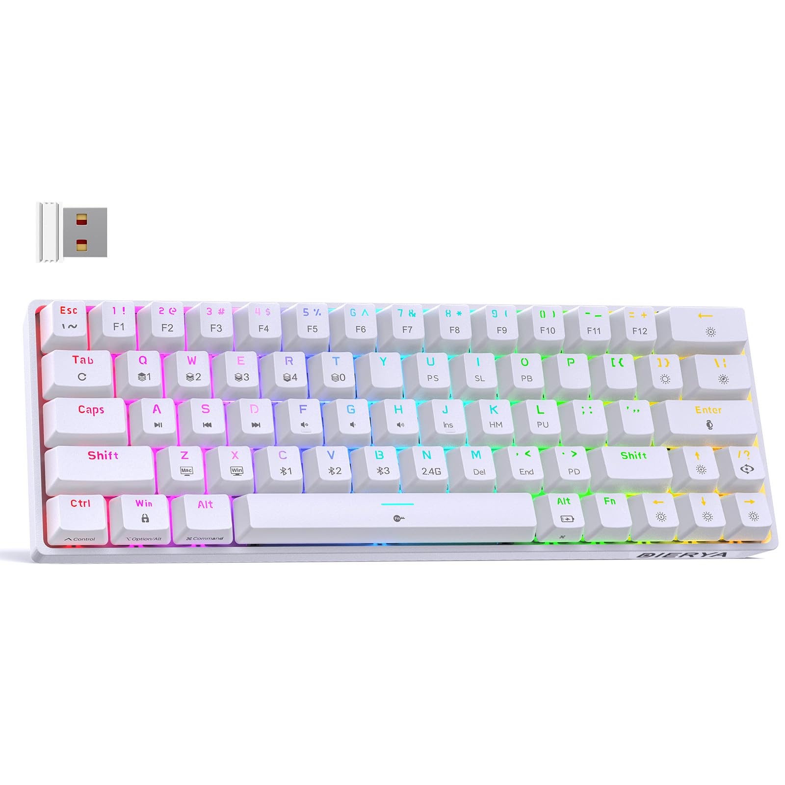 Best DIERYA DK63 60 Wireless Mechanical Gaming Keyboard Bluetooth/2.4G/Wired RGB
