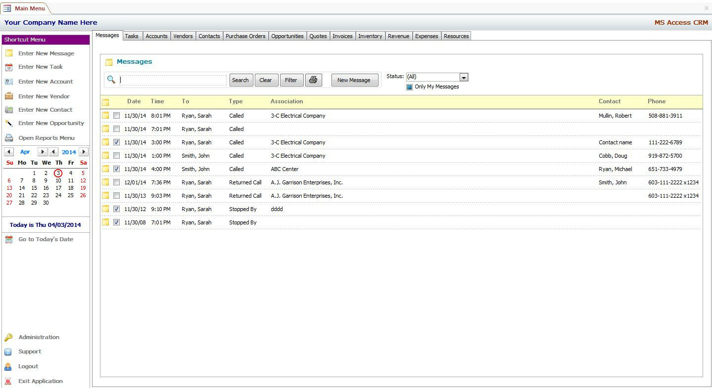 MS Access Based CRM Software - Use As-Is or Customizable