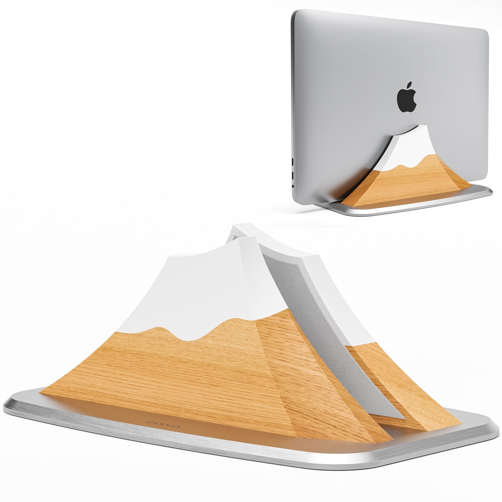 Vertical Laptop Stand - Snow Peak-Shaped Wooden Holder Dock Compatible with M...